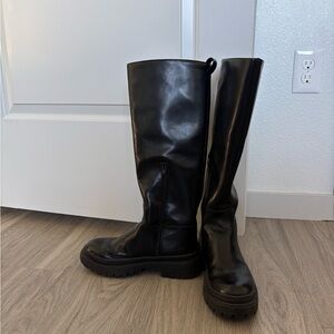 Black Knee-High Leather Boots